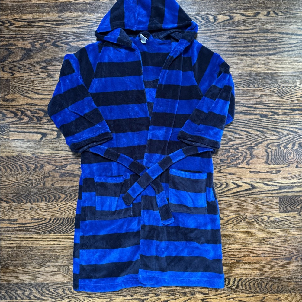 Tucker + Tate size 10-12 Striped Hooded Fleece Robe w/Belt and Pockets